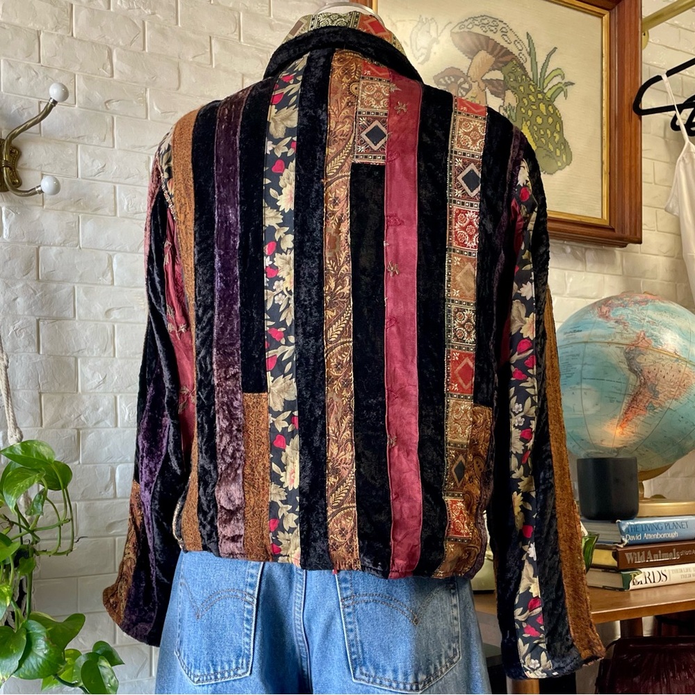Vintage Coldwater Creek Boho Hippie Velvet Tapestry Jacket with Sequin Detail - Picture 8 of 13